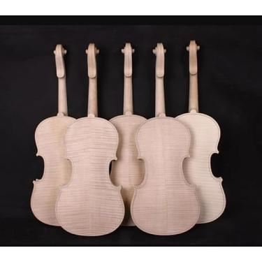Imagem de ModouString Violino branco 4/4 com parte superior de abeto, fundo de bordo flamejado, madeira soild inacabada, construa seu próprio violino