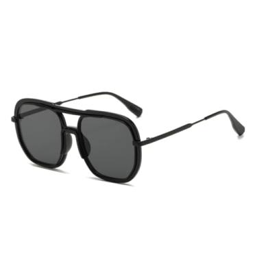 Imagem de JRLLFD Óculos de sol grandes da moda, masculinos, transparentes, femininos, amarelos, armação grande (3)