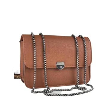 Imagem de Bolsa Com Alça De Corrente Feminina Transversal Pequena Festa Balada Moda (Marrom Caramelo)