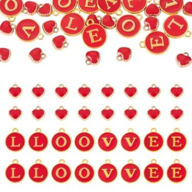 Imagem de Magibeads Pingentes vermelhos para o dia dos namorados, coração, amuletos de coração, letra faça-você-mesmo, joias, colar, pulseira, brincos, chaveiros, ornamentos, decoração, casa, casa, dia dos