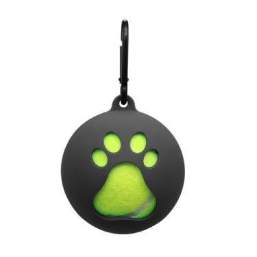 Imagem de FGDTREE Caixa de armazenamento portátil para animais de estimação, suporte para bolas de brinquedo para cães, com acessório de coleira para cães, tamanho padrão de bolas de tênis e resistente a