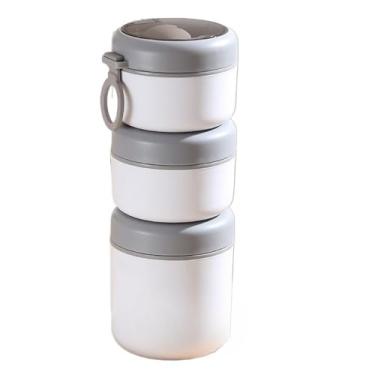 Imagem de Kit Trio Marmita Inox 304 Com Isolamento Bloqueio De Temperatura 290ML A 600ML(branca 290ml + 290ml + 530ml)