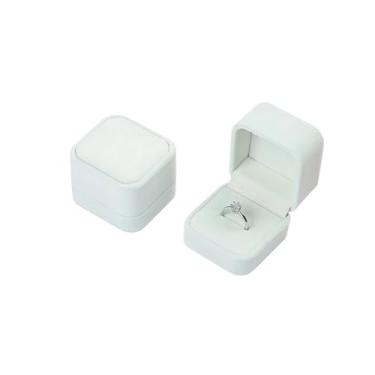 Imagem de Aissmmeio Pacote com 2 caixas de anel de veludo, estojo de armazenamento de pingente de brinco, caixa de presente de brincos de anel, exibição de acessórios, para proposta, noivado, casamento (branco)