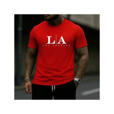 Imagem de Camiseta Básica Algodão Premium Camisa Estampada Los Angeles LA lançam
