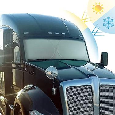 Imagem de Para-sol semi caminhão para para-brisa e janelas laterais | Proteção solar 300T Semi Janela 300T Proteção Solar Raios de Calor UV/Sol para Caminhão Semiial, Comercial e Big Rig Truck, RV
