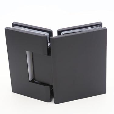 Imagem de NovaNectar Dobradiça de porta de vidro de latão, dobradiças de placa traseira curta resistente de 90 graus, substituição de ferragens de porta de chuveiro para vidro temperado de 8 a 12 mm (preto