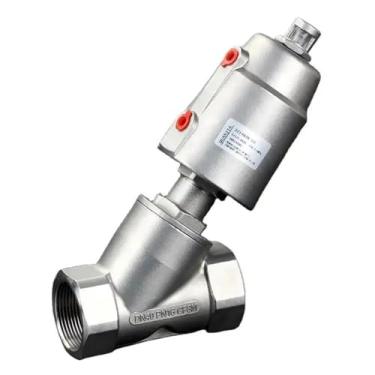 Imagem de Válvula de assento pneumática de aço inoxidável DN10 304 16 bar para válvula de assento de ângulo normalmente fechado a gás a vapor pneumática