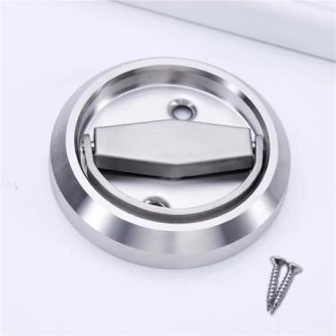 Imagem de HTNAFONI Fechaduras invisíveis de anel de puxar para porta fechadura oculta fechadura de porta deslizante maçanetas de porta de madeira alça montada na superfície 1 peça (escova única)