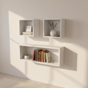 Imagem de Kit 3 Nichos Planejados Prateleiras Decorativas Mdf Branco - RA MARCEN