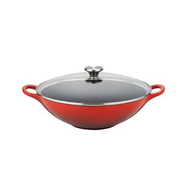 Imagem de Wok Com Tampa De Vidro 32Cm  Signature Vermelha - Le Creuset