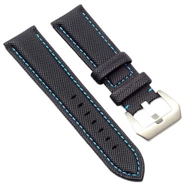 Imagem de IENYU 20MM 22MM 24MM 26MM Fibra de Carbono Nylon Canvas Watch Strap Para Panerai Hamilton TAG OMEGA HEUER Pulseira de Relógio de Pulso Masculina (Cor: Preto Azul Prateado, Tamanho: 22mm)