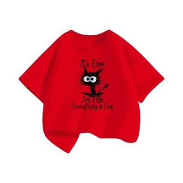 Imagem de Camiseta Infantil De Natal Com Gato Preto, Manga Curta, Algodão, Para 