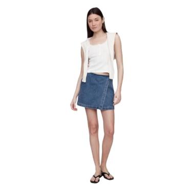 Imagem de GAP Mini saia jeans feminina, Lavagem leve, 30