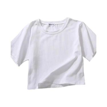 Imagem de Camiseta Feminina De Verão Em Algodão Com Manga Curta, Decote Redondo,