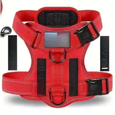 Imagem de Peitoral Ajustável Refletivo para Cachorro Porte Médio e Grande, Colete Reforçado Confortável com Regulagem e Segurança(Vermelho,GG (XL))