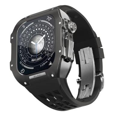 Imagem de EKSIL Pulseira de relógio de luxo, para Apple Watch 8/7/Series Titanium Case+fluororubber Pulseira de relógio de luxo para Iwatch 45mm Watch Band Retrofit Kit Upgrade Watch Band and