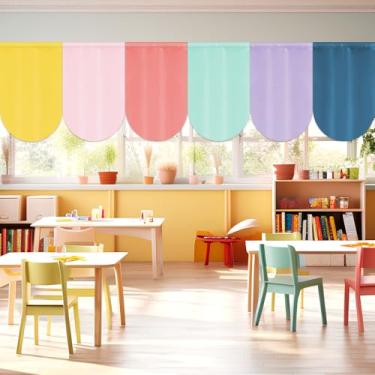 Imagem de 6 peças de cortinas coloridas para sala de aula de volta à sala de aula, cortinas de festa feliz dia para material escolar, jardim de infância, creche, quarto primário, sala de jogos, decoração de 91