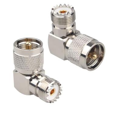 Imagem de Futheda 2 peças UHF PL259 macho para UHF SO239 fêmea ângulo direito conector 90 graus cabo coaxial RF adaptador compatível com rádio CB Marine VHF vídeo FPV antena Walkie-Talkie transmissão