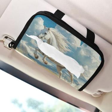 Imagem de SEHANY Suporte de lenços de carro Majestic Horse, caixa de lenços para carro, viseira solar, porta-guardanapos retangular, dispensador de máscara de carro, caixa de lenços de papel para automóveis