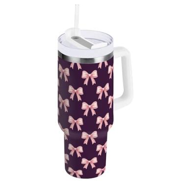 Imagem de SEHANY Lindo copo roxo de 850 g com alça, copo isolado de aço inoxidável a vácuo de parede dupla, à prova de vazamento, caneca de café isolada para viagem, cabe no suporte de copo de carro