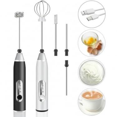 Imagem de Mini Mixer Portátil Recarregável USB - Misturador de Bebidas e Batedor de Ovos em Aço Inox