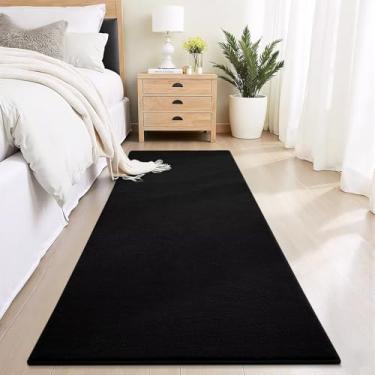 Imagem de Vasofe Tapete de corredor preto, corredor antiderrapante de 6 x 1,8 m, tapetes de cabeceira de espuma viscoelástica engrossada para quarto, berçário, dormitório de crianças, quarto de meninos, tapetes
