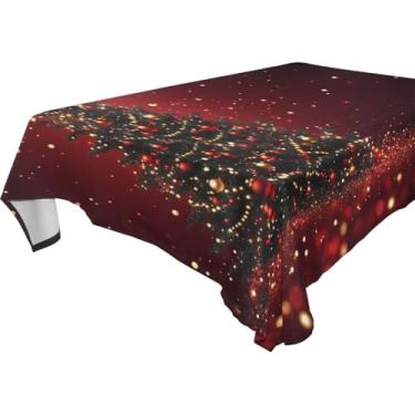 Imagem de Blueangle Glowing Stars Toalha de mesa para árvore de Natal – Toalha de mesa retangular de poliéster impermeável e resistente a manchas para ambientes internos e externos, 152 x 228 cm (460)