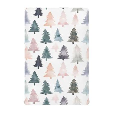 Imagem de SEHANY Lençóis de berço de árvore de Natal para meninos e meninas, de microfibra macia, respirável, 78 x 99 cm, lençol com elástico para berço padrão e colchão infantil