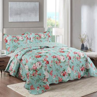 Imagem de Kit Cobre Leito Colcha Casal Boutik Dupla Face - Sara - Casa Show Enxo