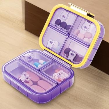 Imagem de Caixa organizadora de comprimidos portátil, estojo de armazenamento de cápsulas de viagem com 7 compartimentos, recipiente de medicamentos à prova d'água para vitaminas, suplementos, medicamentos