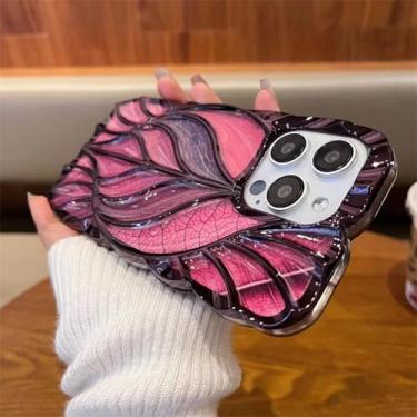 Imagem de HTVJFX Capa protetora de silicone macio para iPhone 14 Plus (6,7"), cor de folha, luxuosa, folheada, roxa