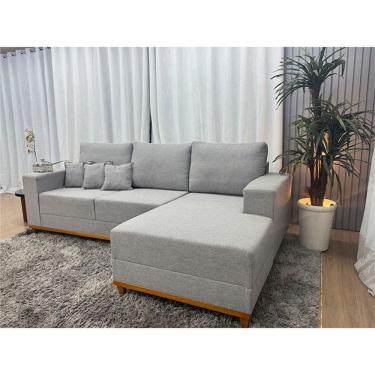 Imagem de Sofá 3 Lugares 2,50 m Cinza Linho Chaise Lays Plus