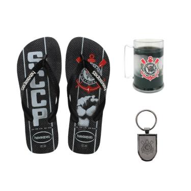 Imagem de Kit Corinthians Chinelo + Caneca + Chaveiro - Masculino-Masculino