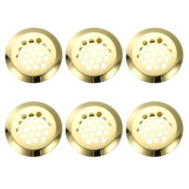 Imagem de PATIKIL Saídas de ar circulares de 2,5 cm (25 mm), pacote com 6 venezianas de aço inoxidável Soffit de ventilação de malha redonda para cozinha, banheiro, sapato, armário, guarda-roupa, dourado