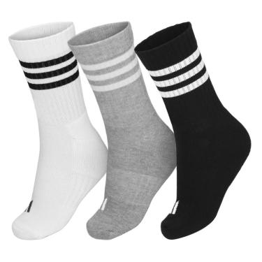 Imagem de Meia Adidas Cano Alto Cushioned - Pack com 3 Pares - Cinza Branco e Preto-M