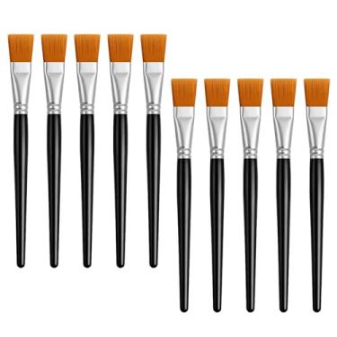 Imagem de 10 pincéis de pintura planos, pequenos pincéis para pintura acrílica, pincéis de pintura a granel para adultos com detalhes de artistas, tela a óleo, rosto, aquarela, rosto, corpo, arte de unhas