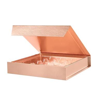 Imagem de BAKIPACK Bandeja de plástico com 16 peças, caixas de trufas, embalagens de chocolates, embalagem de caixas de presente de trufas, tampas de fechamento magnético 17 x 17 x 3 cm (ouro rosa, 6 caixas)