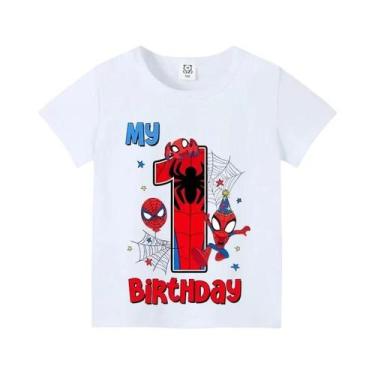 Imagem de Camiseta Infantil Do Homem-Aranha Para O Verão, Impressão Digital De A