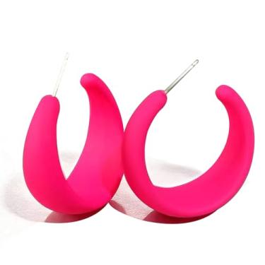 Imagem de RofYof Brincos de argola redondos pequenos de acrílico para mulheres, argolas abertas, leves, cor doce, brincos de argola grossa, joias para presente, Small, Acrílico, Sem pedra preciosa