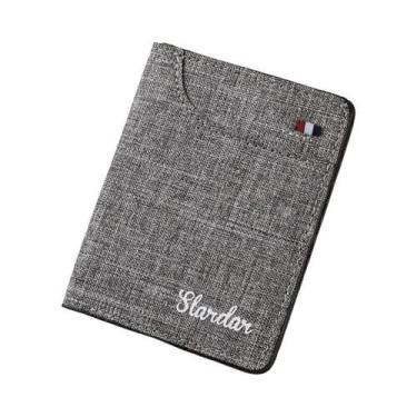 Imagem de Carteira Masculina Pequena Vertical De Lona Fina Mini Compacta Moderna
