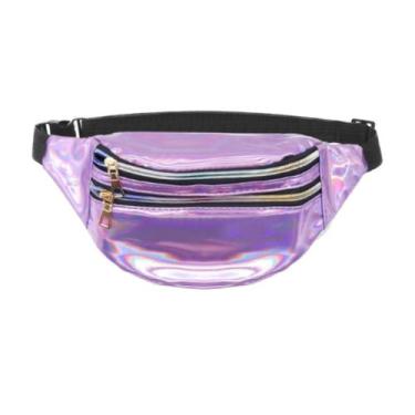 Imagem de Pochete Neon Holográfica Metálica Carnaval Moda Festa - Genérica, Lilá