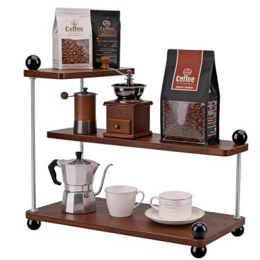 Imagem de OUUTIIOL Organização organizadora de bancada, organizador de prateleira de canto móvel de 3 níveis, fácil de montar, adequado para vários locais, como cozinhas, banheiros, pia e áreas de café (marrom)