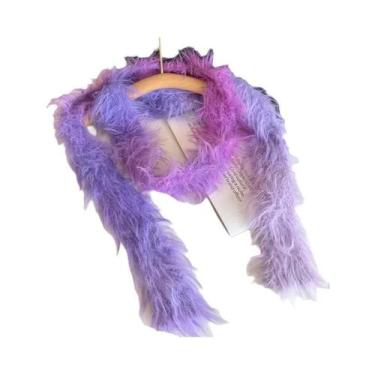 Imagem de Cachecol Feminino Listrado De Pelúcia Fino E Estreito Estilo Coreano D