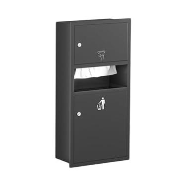 Imagem de Prateleiras de nicho de chuveiro embutidas à prova d'água - Organizador de armazenamento de banheiro preto com secador de mãos, suporte de papel higiênico e lata de lixo para casa, cozinha, quarto (31