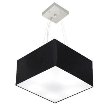 Imagem de Lustre Pendente Quadrado Vivare Md-4005 Cúpula Em Tecido 21/35x35cm - Bivolt Preto 127/220v