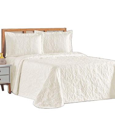 Imagem de Cobre Leito Colcha Queen Mobili 03 Peças - Marfim - 100% Poliéster