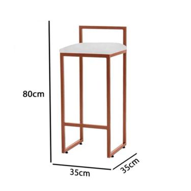 Imagem de Kit 3 Banquetas Alta Em Aço Cobre Assento Branco Marrom