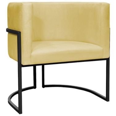 Imagem de Poltrona Luna Suede Cores Base De Ferro Preta - Amarelo, Suede