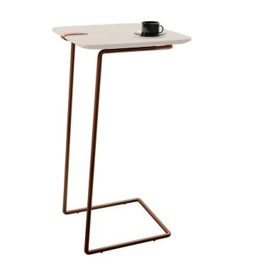 Imagem de Mesa Apoio Lateral Para Sofá Atenas Pé Café Laca Off White