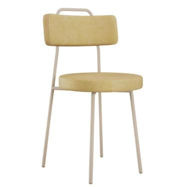 Imagem de Cadeira Decorativa Estofada Para Sala De Jantar Barcelona Arena L02 Couríssimo Fendi - Lyam